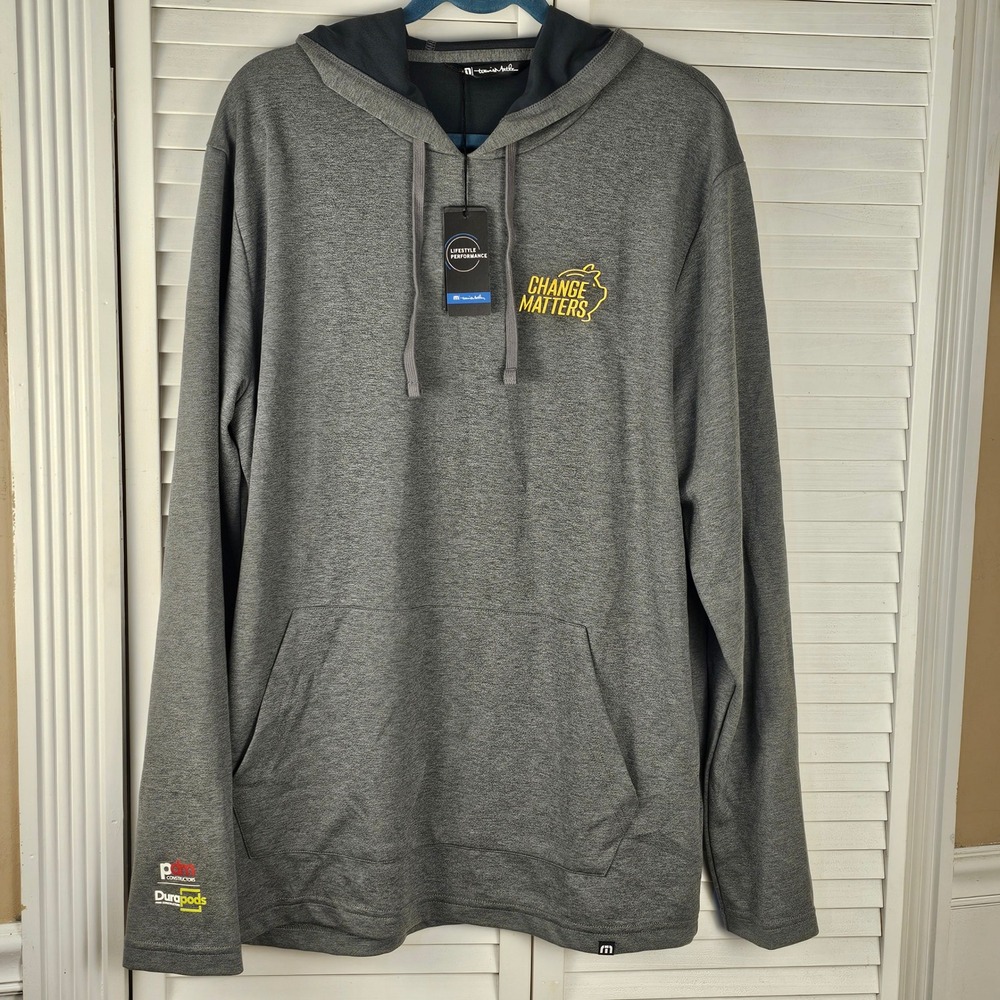 NWT Travis Mathew Mens Dark Grey Heather Coveside Hoodie XL - EMBROIDERED